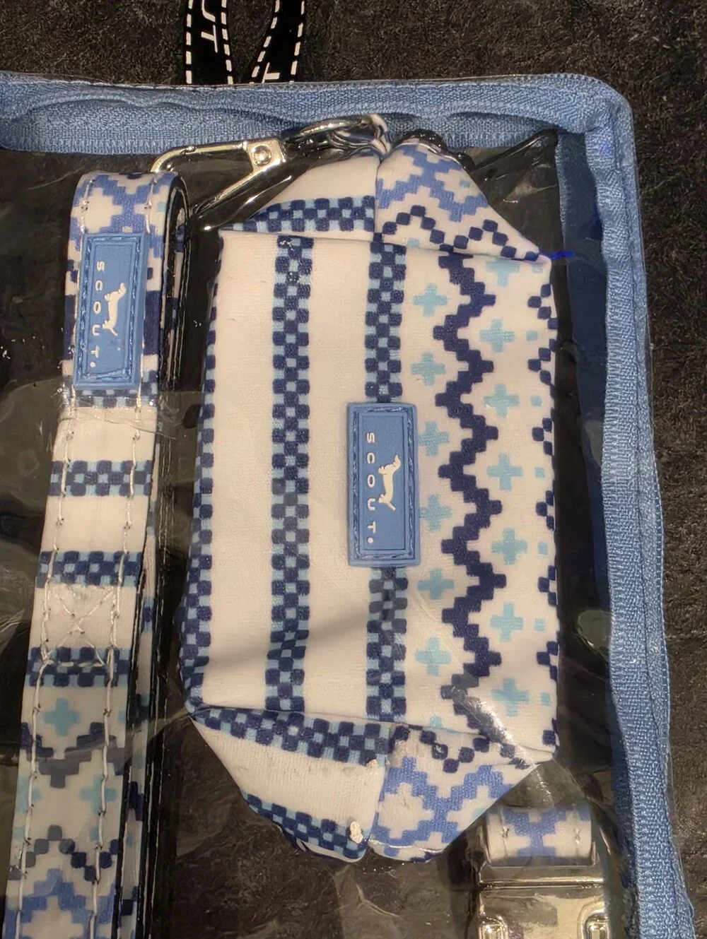 Scout Dog Lover SMALL Walk Set - Knit Happens, Blue & White Print